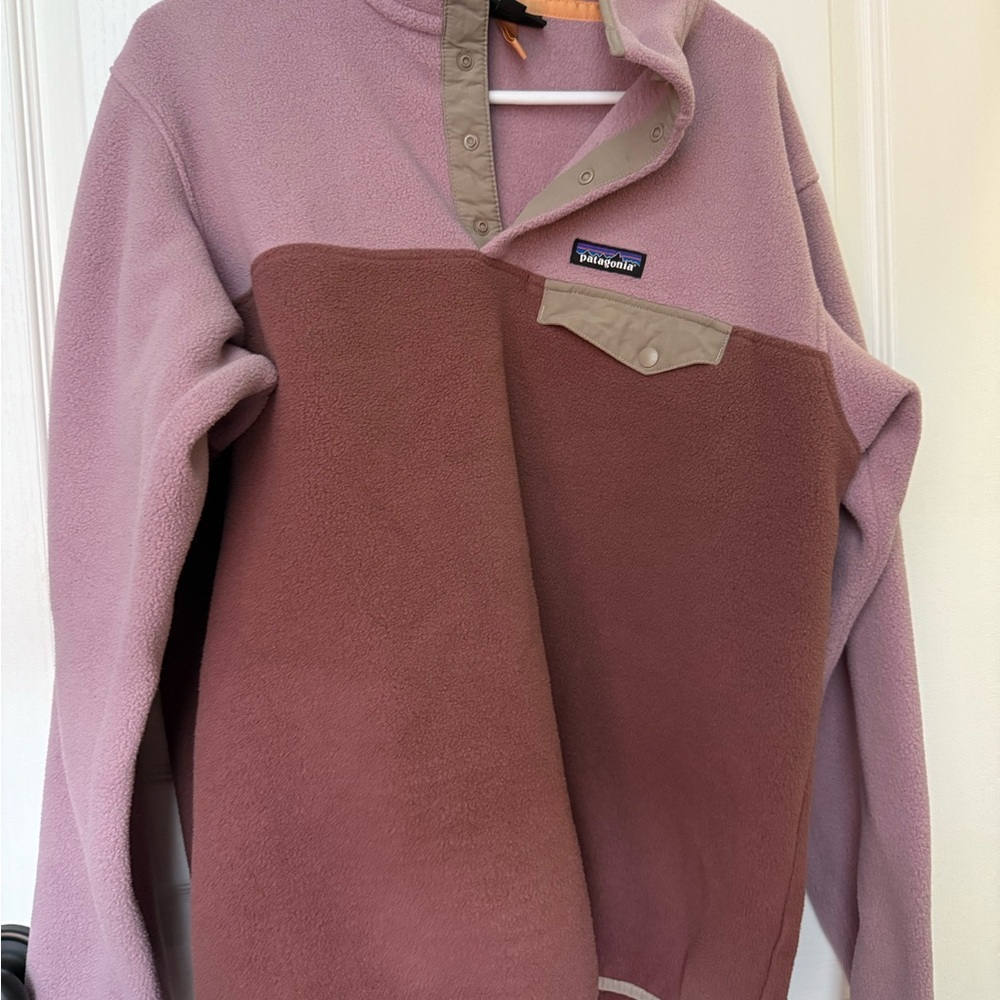 Patagonia Pink and Brown Fleece Pullover - Picture 2 of 5